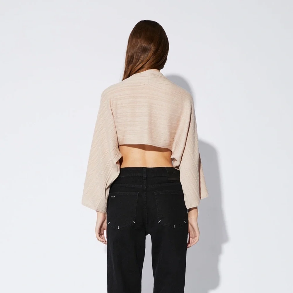 NWT  RtA  Draped-sleeves cowl-neck top Sz XSmall